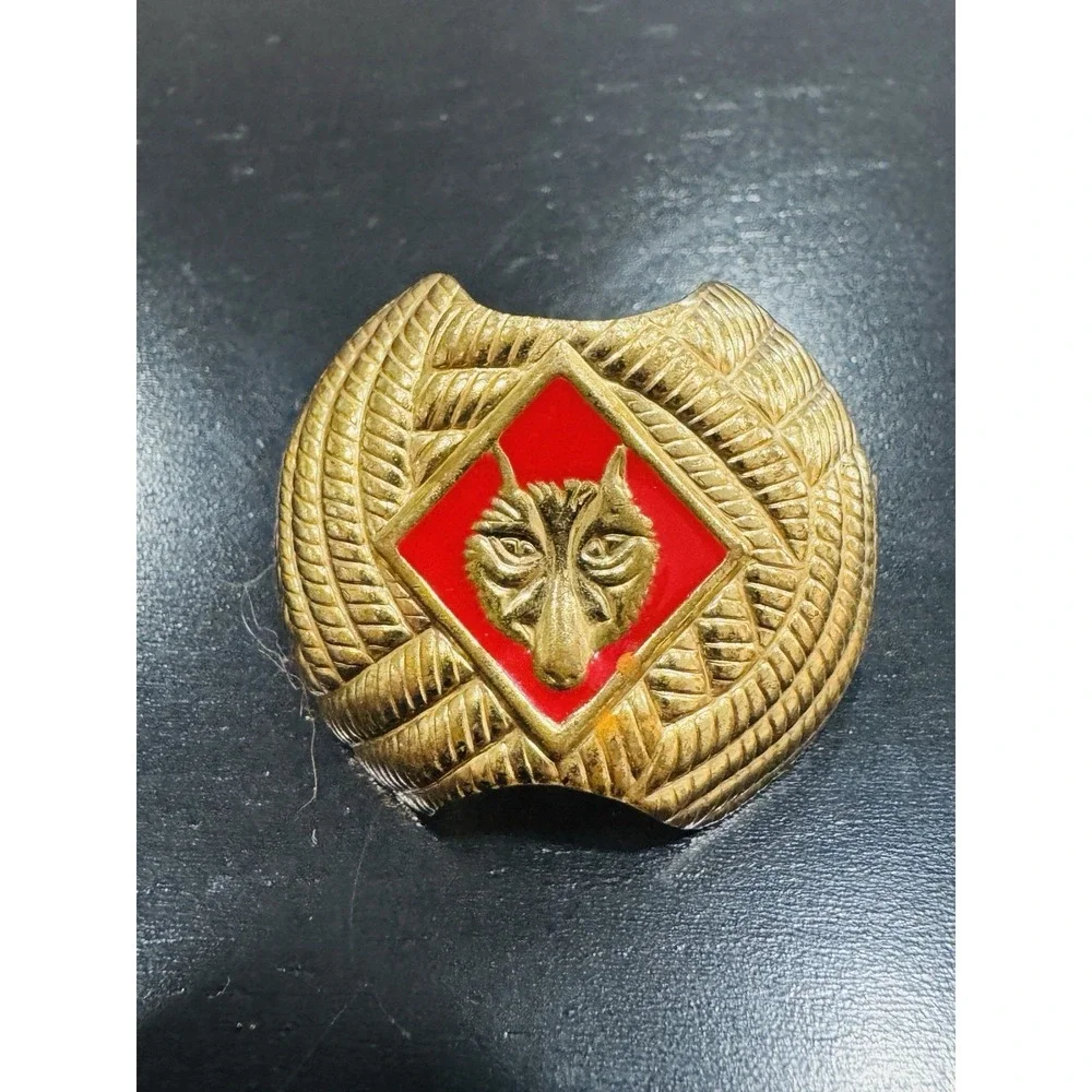 Vintage Animal Neckerchief Slides Set Gold Tone Enamel Scout Style Lot of 3